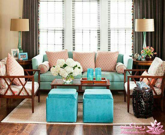 دکوراسیون قهوه ای و آبی روشن 